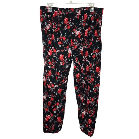 Womens 1X Red Black Floral Print Pajama Pants Bottoms Cozy Comfy Loungewear - Picture 3 of 8